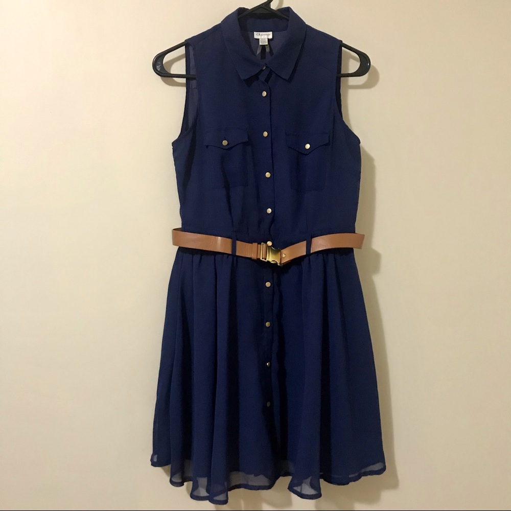 Dynamite Dark Blue Button Up Dress